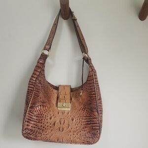 Brahmin Tan Crocodile Embossed Shoulder Bag